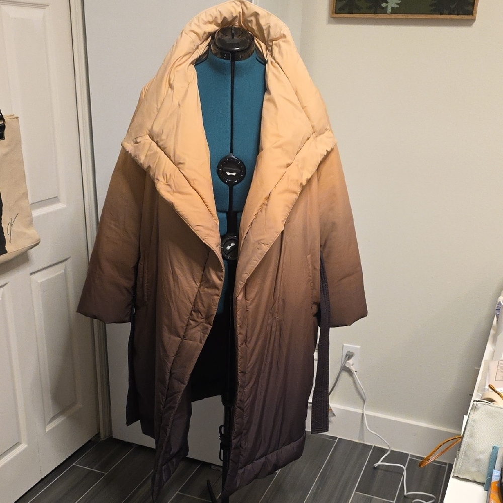 Marina Rinaldi Beige and Black Puffer Coat - Picture 6 of 12